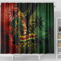 One Love Bahamas Shower Curtain Rastafarian Lion Reggae Grunge Style