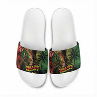 One Love Bahamas Slide Sandals Rastafarian Lion Reggae Grunge Style