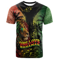 One Love Bahamas T shirt Rastafarian Lion Reggae Grunge Style