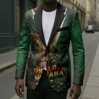 One Love Guyana Blazer Rastafarian Lion Reggae Grunge Style