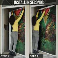 One Love Guyana Door Cover Rastafarian Lion Reggae Grunge Style