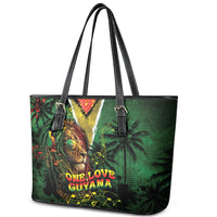 One Love Guyana Leather Tote Bag Rastafarian Lion Reggae Grunge Style
