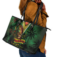 One Love Guyana Leather Tote Bag Rastafarian Lion Reggae Grunge Style