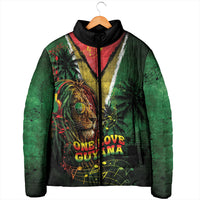 One Love Guyana Padded Jacket Rastafarian Lion Reggae Grunge Style