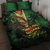 One Love Guyana Quilt Bed Set Rastafarian Lion Reggae Grunge Style