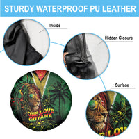 One Love Guyana Spare Tire Cover Rastafarian Lion Reggae Grunge Style