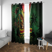 One Love Guyana Window Curtain Rastafarian Lion Reggae Grunge Style