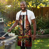 One Love Trinidad And Tobago Apron Rastafarian Lion Reggae Grunge Style