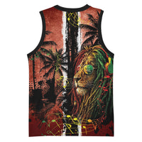 One Love Trinidad And Tobago Basketball Jersey Rastafarian Lion Reggae Grunge Style