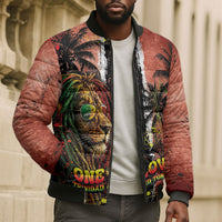 One Love Trinidad And Tobago Bomber Puffer Jacket Rastafarian Lion Reggae Grunge Style