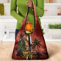 One Love Trinidad And Tobago Grocery Bag Rastafarian Lion Reggae Grunge Style