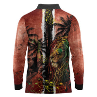 One Love Trinidad And Tobago Long Sleeve Polo Shirt Rastafarian Lion Reggae Grunge Style