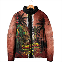 One Love Trinidad And Tobago Padded Jacket Rastafarian Lion Reggae Grunge Style