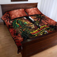 One Love Trinidad And Tobago Quilt Bed Set Rastafarian Lion Reggae Grunge Style