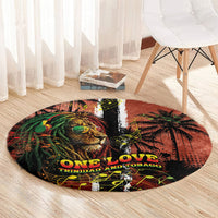 One Love Trinidad And Tobago Round Carpet Rastafarian Lion Reggae Grunge Style