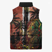 One Love Trinidad And Tobago Sleeveless Puffer Jacket Rastafarian Lion Reggae Grunge Style