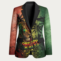 One Love Afro Haiti Blazer Rastafarian Lion Reggae Grunge Style