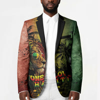 One Love Afro Haiti Blazer Rastafarian Lion Reggae Grunge Style