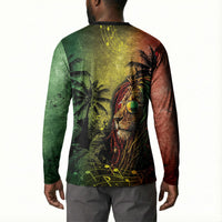 One Love Afro Haiti Button Sweatshirt Rastafarian Lion Reggae Grunge Style