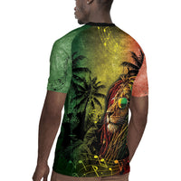 One Love Afro Haiti Rugby Jersey Rastafarian Lion Reggae Grunge Style