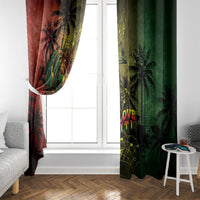 One Love Afro Haiti Window Curtain Rastafarian Lion Reggae Grunge Style
