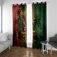 One Love Afro Haiti Window Curtain Rastafarian Lion Reggae Grunge Style