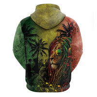 One Love Afro Haiti Zip Hoodie Rastafarian Lion Reggae Grunge Style