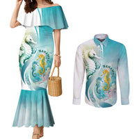 Bahamas Seahorse Couples Matching Mermaid Dress and Long Sleeve Button Shirt Ocean Spirit - Wonder Print Shop