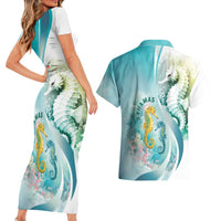 Bahamas Seahorse Couples Matching Short Sleeve Bodycon Dress and Hawaiian Shirt Ocean Spirit - Wonder Print Shop