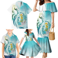 Bahamas Seahorse Family Matching Mermaid Dress and Hawaiian Shirt Ocean Spirit - Wonder Print Shop