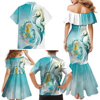 Bahamas Seahorse Family Matching Mermaid Dress and Hawaiian Shirt Ocean Spirit - Wonder Print Shop