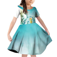 Bahamas Seahorse Family Matching Off Shoulder Short Dress and Hawaiian Shirt Ocean Spirit - Wonder Print Shop