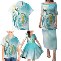 Bahamas Seahorse Family Matching Puletasi and Hawaiian Shirt Ocean Spirit - Wonder Print Shop