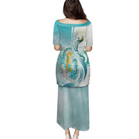 Bahamas Seahorse Family Matching Puletasi and Hawaiian Shirt Ocean Spirit - Wonder Print Shop