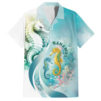 Bahamas Seahorse Family Matching Short Sleeve Bodycon Dress and Hawaiian Shirt Ocean Spirit - Wonder Print Shop
