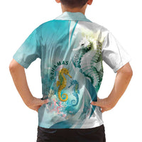Bahamas Seahorse Family Matching Tank Maxi Dress and Hawaiian Shirt Ocean Spirit - Wonder Print Shop