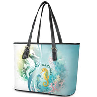 Bahamas Seahorse Leather Tote Bag Ocean Spirit - Wonder Print Shop