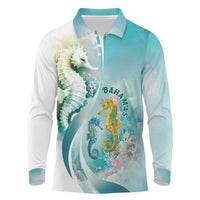 Bahamas Seahorse Long Sleeve Polo Shirt Ocean Spirit - Wonder Print Shop