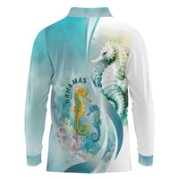 Bahamas Seahorse Long Sleeve Polo Shirt Ocean Spirit - Wonder Print Shop