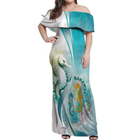 Bahamas Seahorse Off Shoulder Maxi Dress Ocean Spirit - Wonder Print Shop