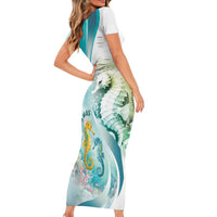Bahamas Seahorse Short Sleeve Bodycon Dress Ocean Spirit - Wonder Print Shop