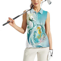 Bahamas Seahorse Women Sleeveless Polo Shirt Ocean Spirit - Wonder Print Shop