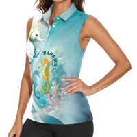 Bahamas Seahorse Women Sleeveless Polo Shirt Ocean Spirit - Wonder Print Shop