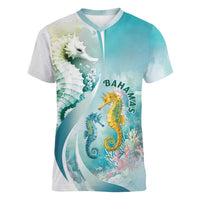 Bahamas Seahorse Women V-Neck T-Shirt Ocean Spirit - Wonder Print Shop