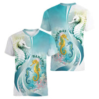 Bahamas Seahorse Women V-Neck T-Shirt Ocean Spirit - Wonder Print Shop