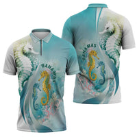 Bahamas Seahorse Zipper Polo Shirt Ocean Spirit - Wonder Print Shop