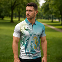 Bahamas Seahorse Zipper Polo Shirt Ocean Spirit - Wonder Print Shop