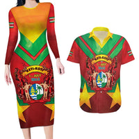 Suriname Emancipation Day Couples Matching Long Sleeve Bodycon Dress and Hawaiian Shirt Wan Switi Keti Koti - Wonder Print Shop