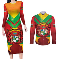 Suriname Emancipation Day Couples Matching Long Sleeve Bodycon Dress and Long Sleeve Button Shirt Wan Switi Keti Koti - Wonder Print Shop