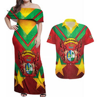 Suriname Emancipation Day Couples Matching Off Shoulder Maxi Dress and Hawaiian Shirt Wan Switi Keti Koti - Wonder Print Shop
